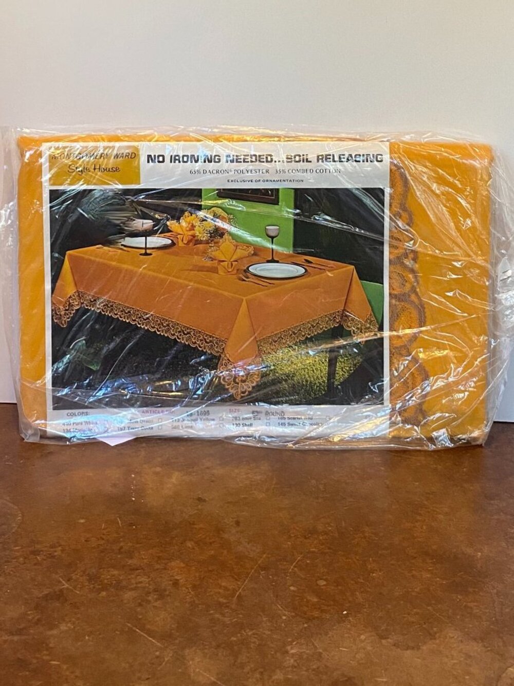 70s NWT Deadstock Montgomery Ward Style House Tablecloth Vintage Mustard Yellow
